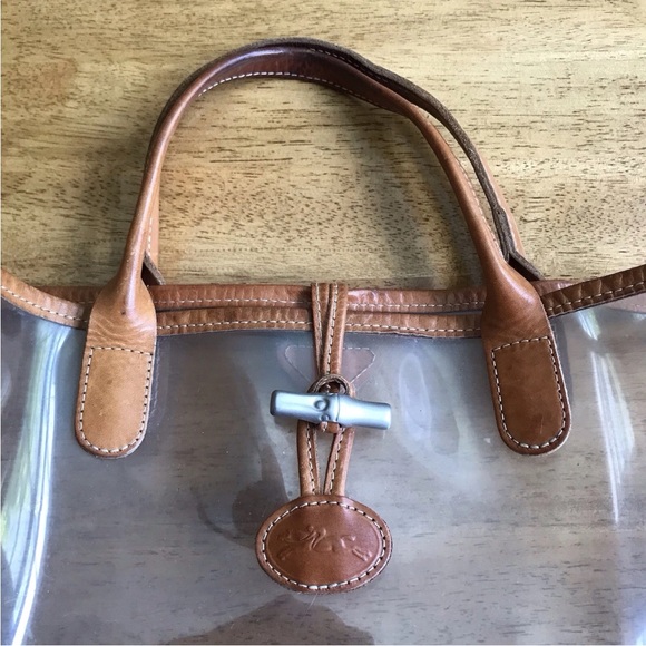 LONGCHAMP RARE PVC Clear Tan Leather Trim
Tote Bag Bamboo Bit Medium Transparent - Picture 2 of 5